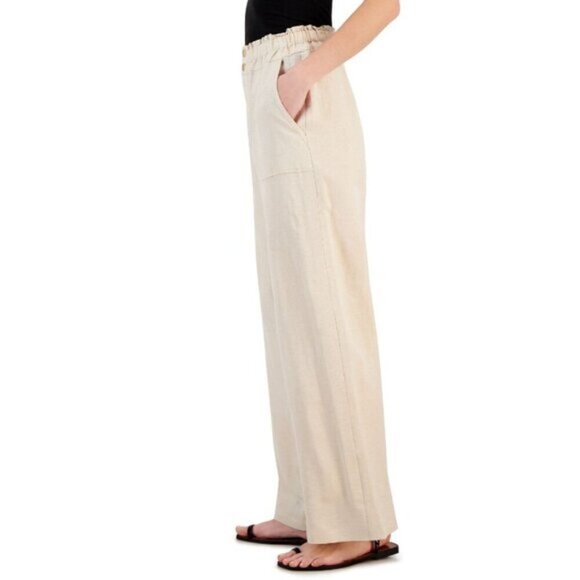 I.N.C. International Concepts Women's Metallic Wide-Leg Linen Dress Pants NWT - Picture 3 of 8